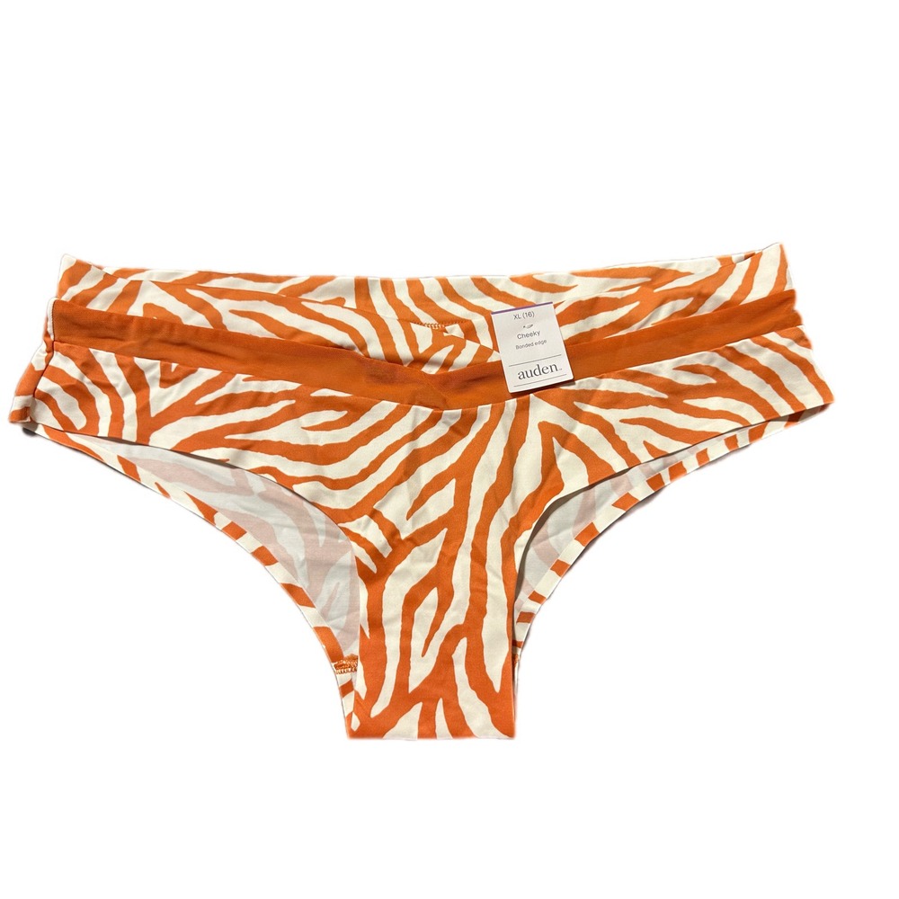 Auden Cheeky Bonded Edge Underwear Orange Zebra Print XL 16‎